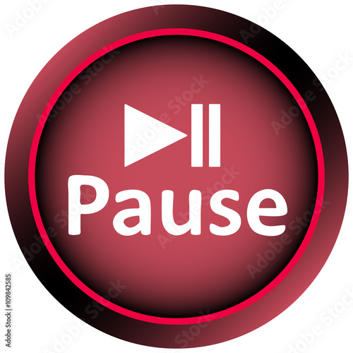 Icon red white word pause and symbol