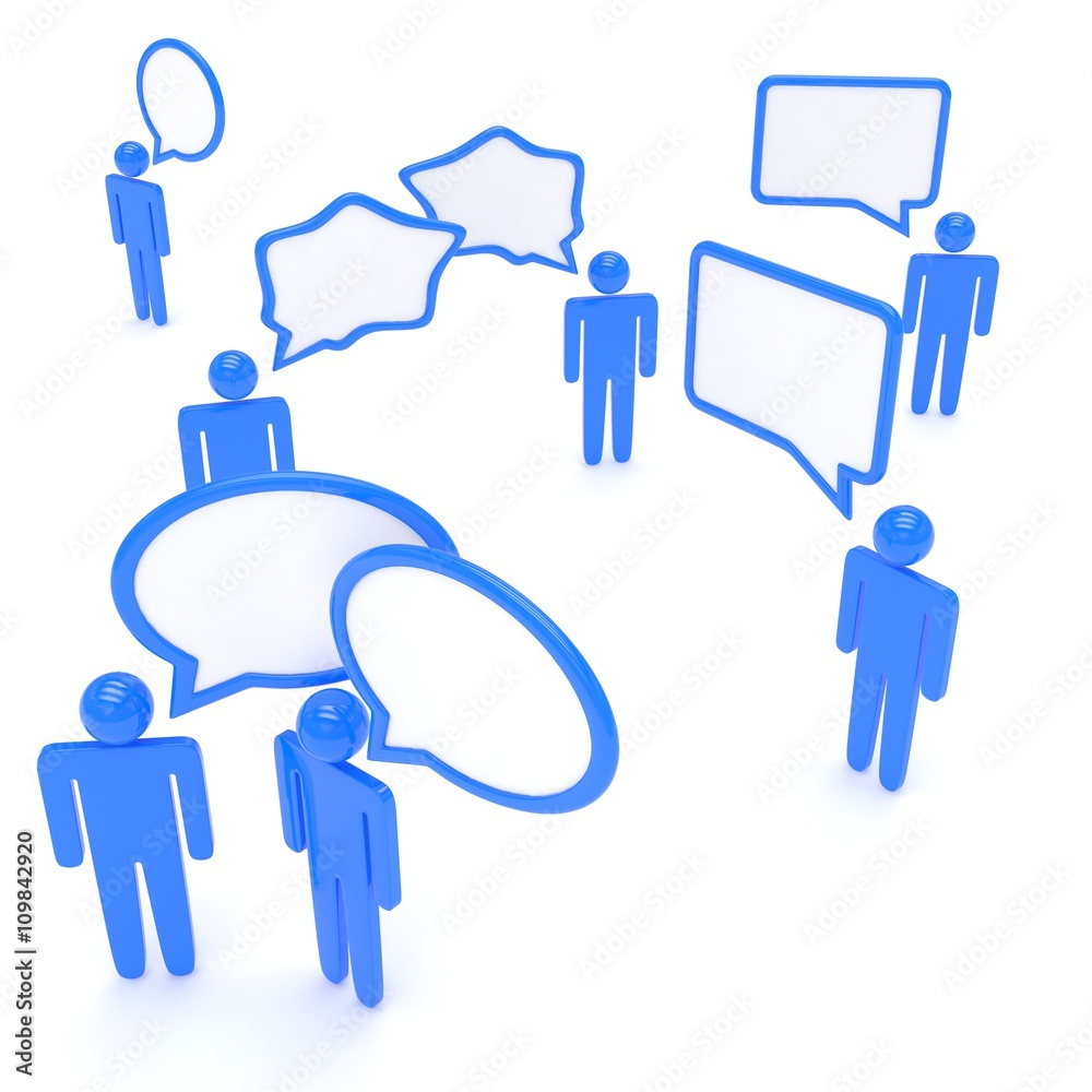 people with talk bubbles isolated over a white background. 3d rendering. people with talk bubbles isolated over a white background. 3d rendering.