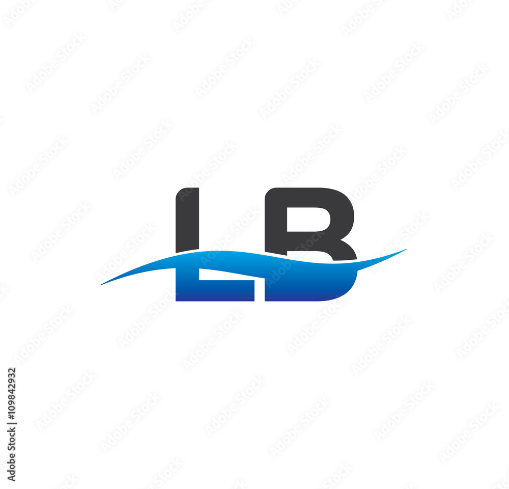 Fototapeta premium lb initial logo with swoosh blue and grey