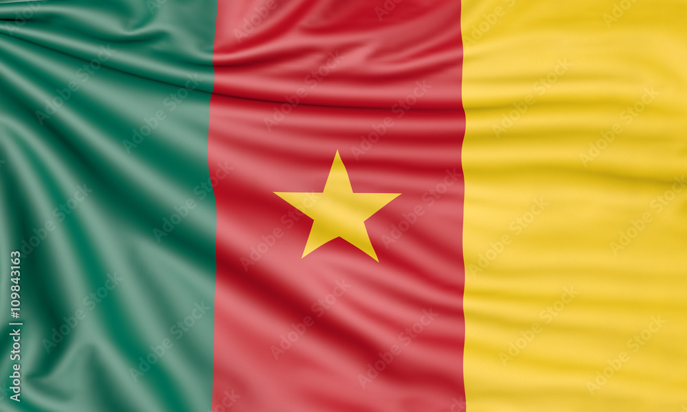 Flag of Cameroon, 3d illustration with fabric texture Flag of Cameroon, 3d illustration with fabric texture