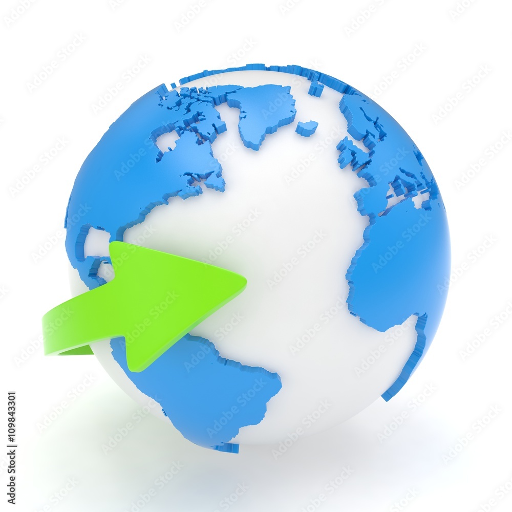 Fototapeta premium Arrow and Earth globe. 3d render