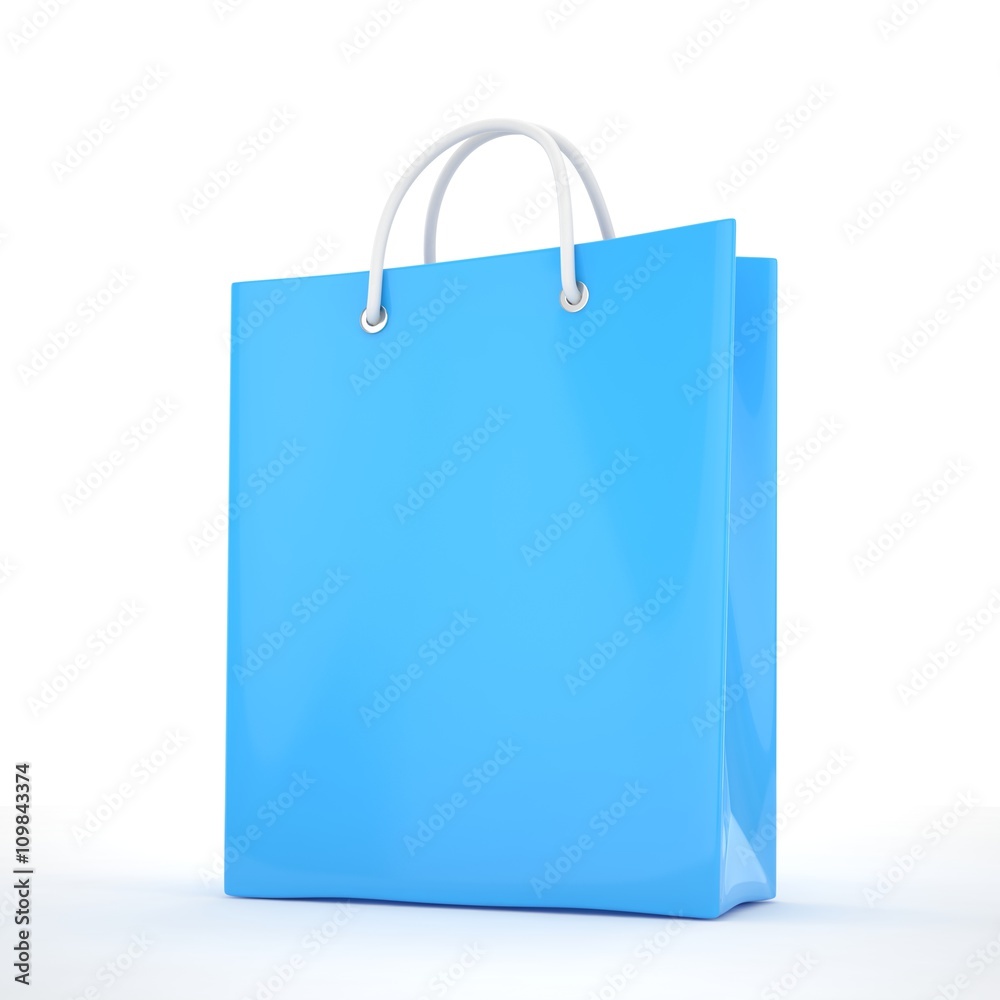 Paper Shopping Bag isolated on white background. 3d rendering. Paper Shopping Bag isolated on white background. 3d rendering.