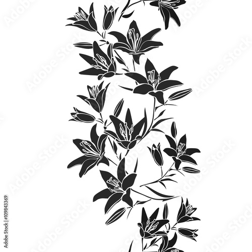 Leaf background. Floral seamless texture with lily