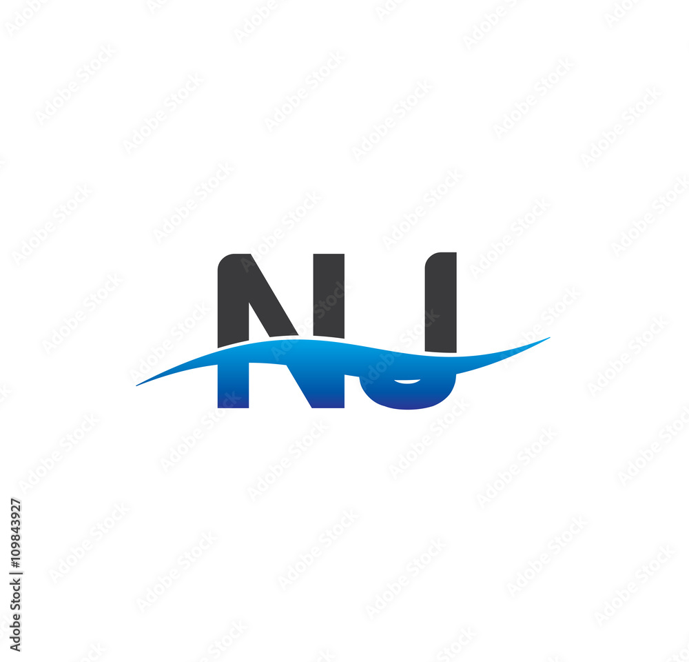 nj initial logo with swoosh blue and grey nj initial logo with swoosh blue and grey