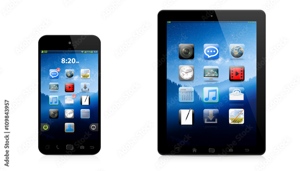 Modern digital phone and tablet on white background Modern digital phone and tablet on white background