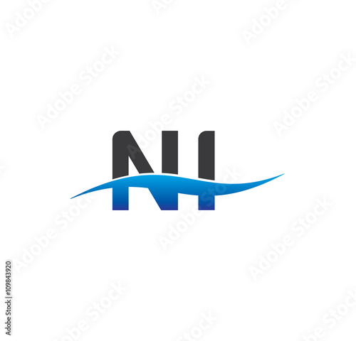 ni initial logo with swoosh blue and grey