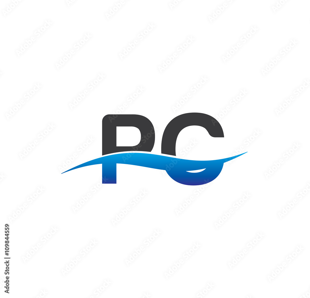 pc initial logo with swoosh blue and grey pc initial logo with swoosh blue and grey