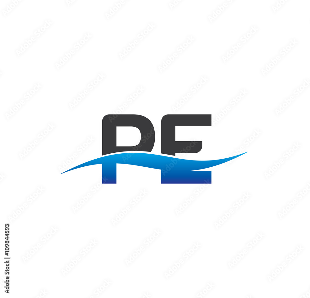 pe initial logo with swoosh blue and grey pe initial logo with swoosh blue and grey