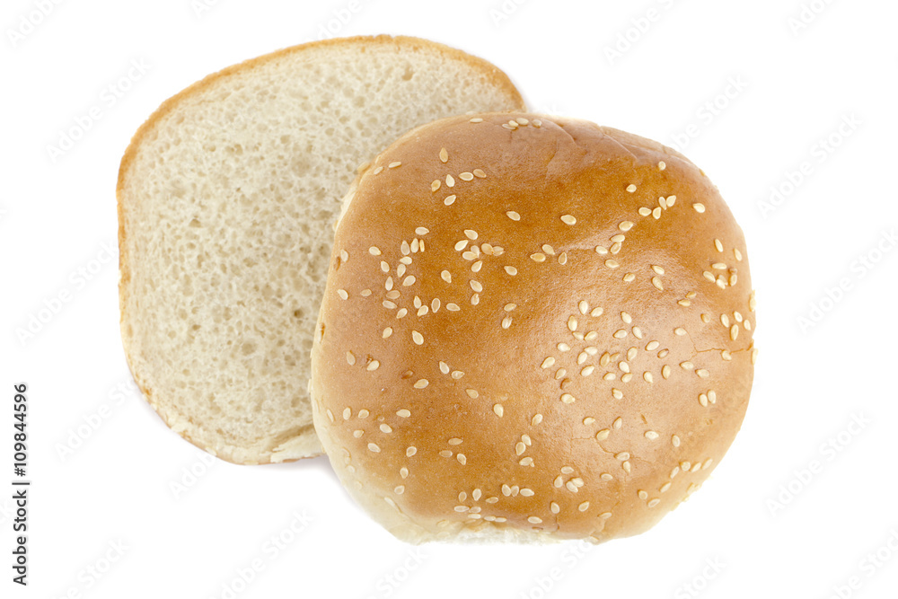 separate halves of burger bun separate halves of burger bun