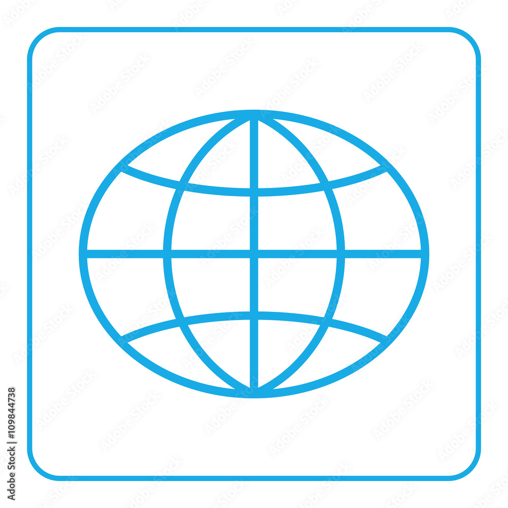 Earth globe icon. Global world sign. Symbol of network, planet, geography, ecology, geology etc. Blue map sign silhouette sphere isolated on white background. Design element. Flat Vector illustration Earth globe icon. Global world sign. Symbol of network, planet, geography, ecology, geology etc. Blue map sign silhouette sphere isolated on white background. Design element. Flat Vector illustration