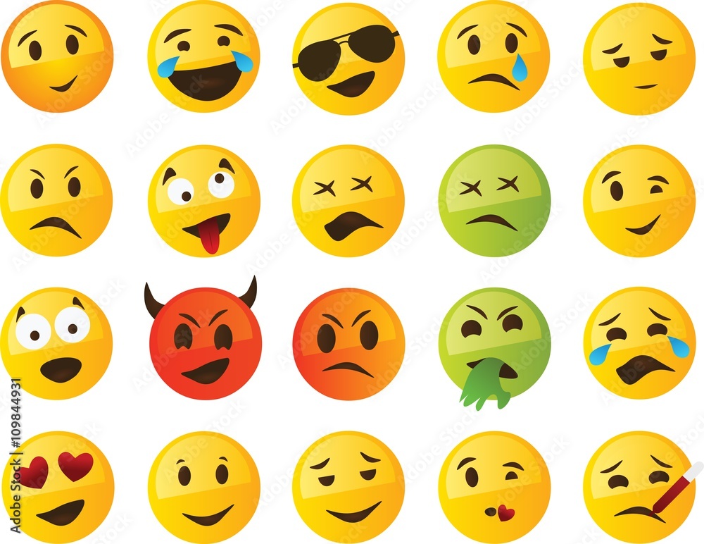 Yellow smiley or emoticon set isolated on white or transparent background Yellow smiley or emoticon set isolated on white or transparent background