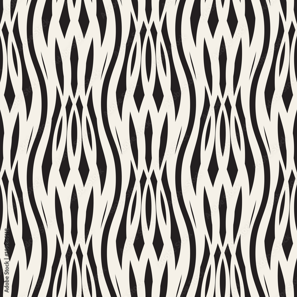 Wavy crossed stripes seamless pattern 3D. Abstract fashion texture. Geometric monochrome template. Graphic style for wallpaper, wrapping, fabric, background, apparel, prints, website etc. Vector Wavy crossed stripes seamless pattern 3D. Abstract fashion texture. Geometric monochrome template. Graphic style for wallpaper, wrapping, fabric, background, apparel, prints, website etc. Vector