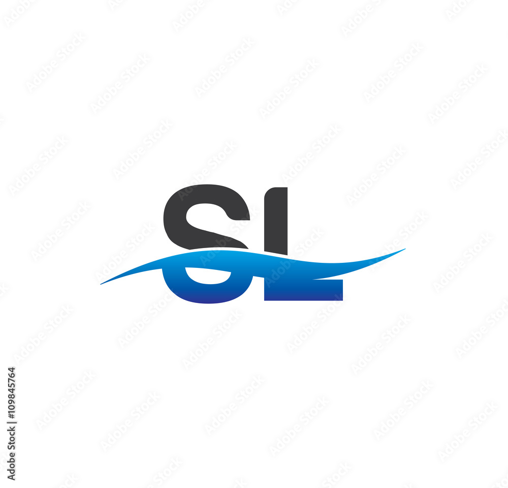 sl initial logo with swoosh blue and grey sl initial logo with swoosh blue and grey