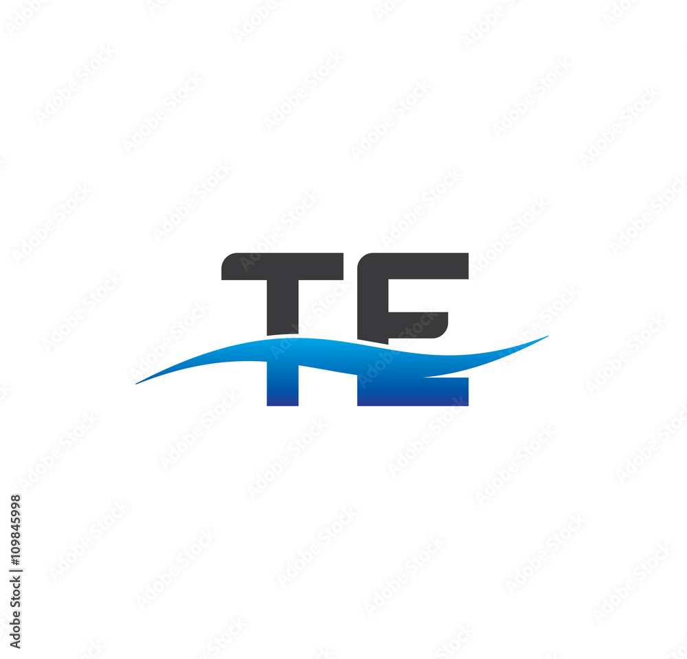 te initial logo with swoosh blue and grey te initial logo with swoosh blue and grey