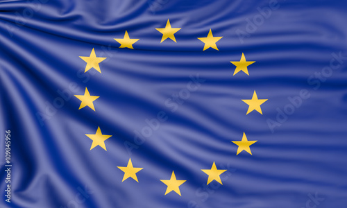 Flag of Europe, 3d illustration with fabric texture