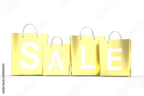 sale written on shopping bag. 3d rendering.