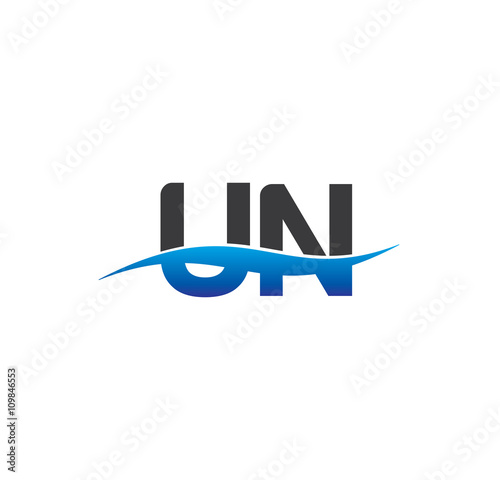 un initial logo with swoosh blue and grey