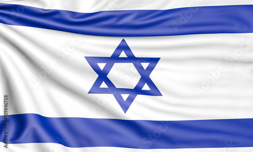 Flag of Israel, 3d illustration with fabric texture