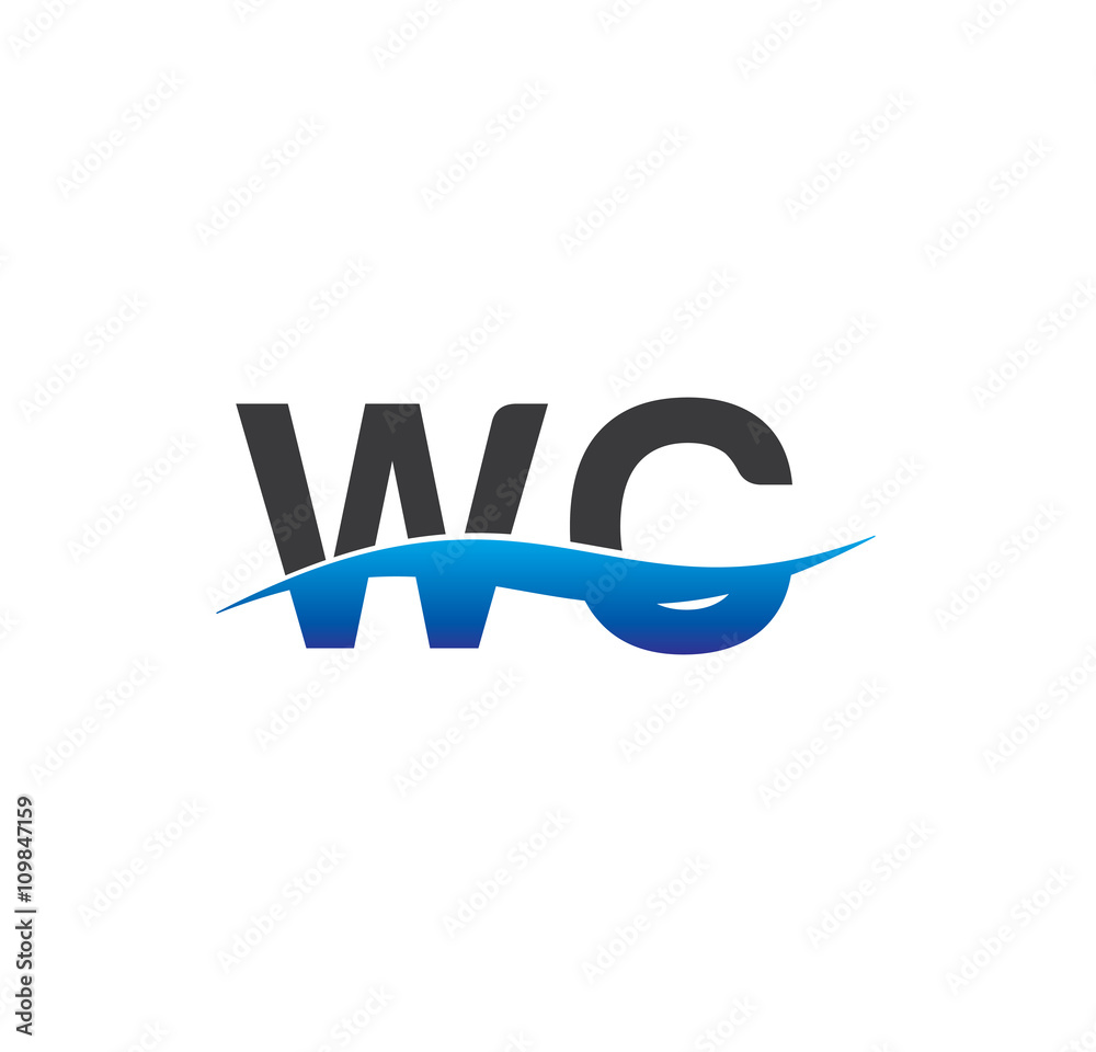 wc initial logo with swoosh blue and grey wc initial logo with swoosh blue and grey