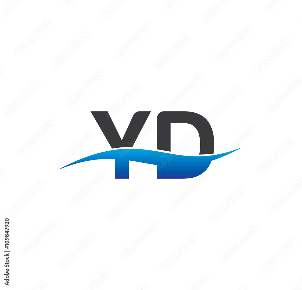 Fototapeta premium yd initial logo with swoosh blue and grey