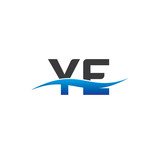 ye initial logo with swoosh blue and grey
