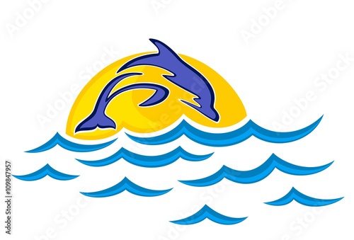 A dolphin jump in the high sea.