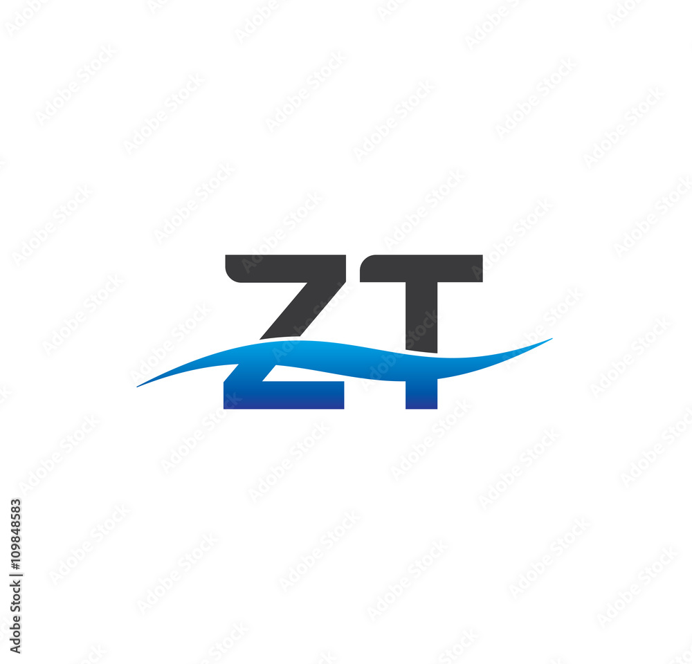 zt initial logo with swoosh blue and grey zt initial logo with swoosh blue and grey