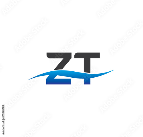 zt initial logo with swoosh blue and grey