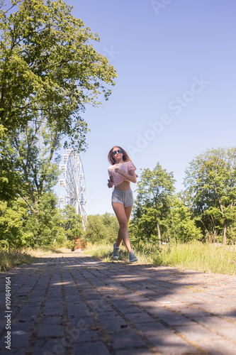 happy girl running