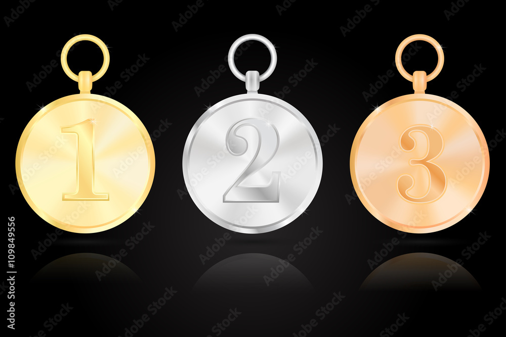 Award medals - first, second, third place. Gold, silver, bronze. Stock ...