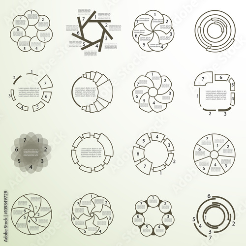 Set of outline diagrams, templates, web elements