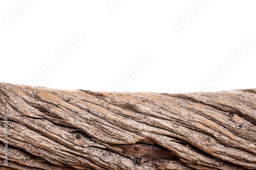 Tree piece of bark framing isolated on a white background