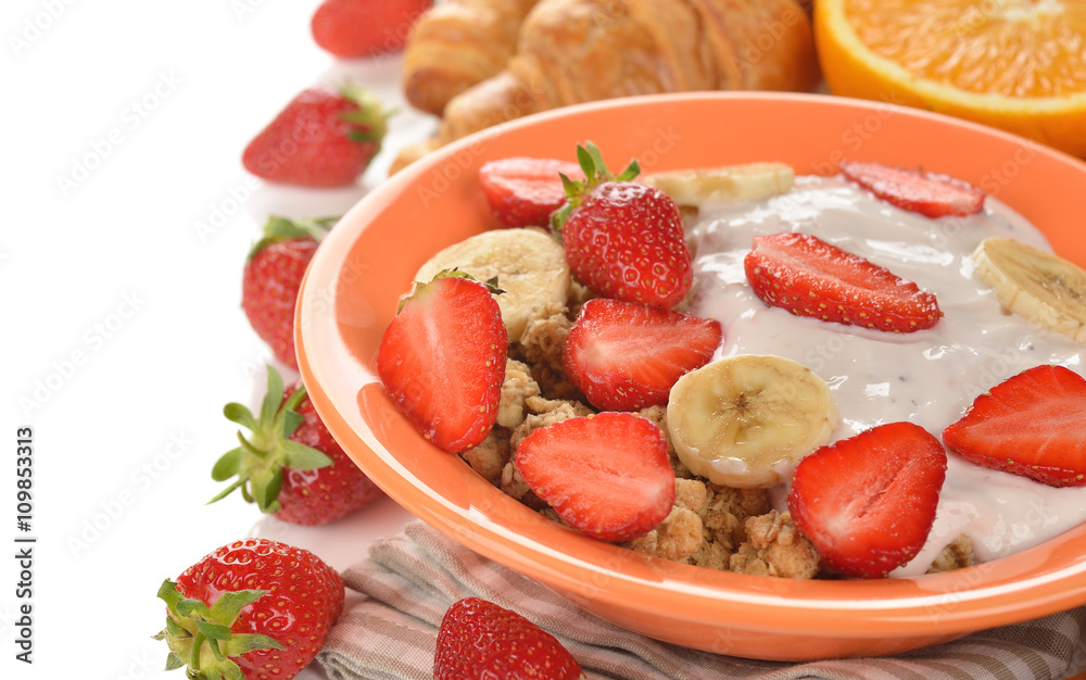 Muesli with yogurt and fresh strawberries Muesli with yogurt and fresh strawberries