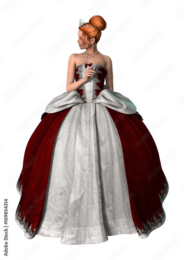 Fototapeta premium 3D Rendering Fairytale Princess on White
