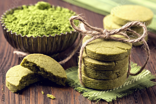 Matcha green tea cookies photo