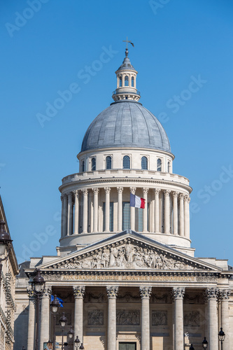 Paris pantheon capitol with french flag