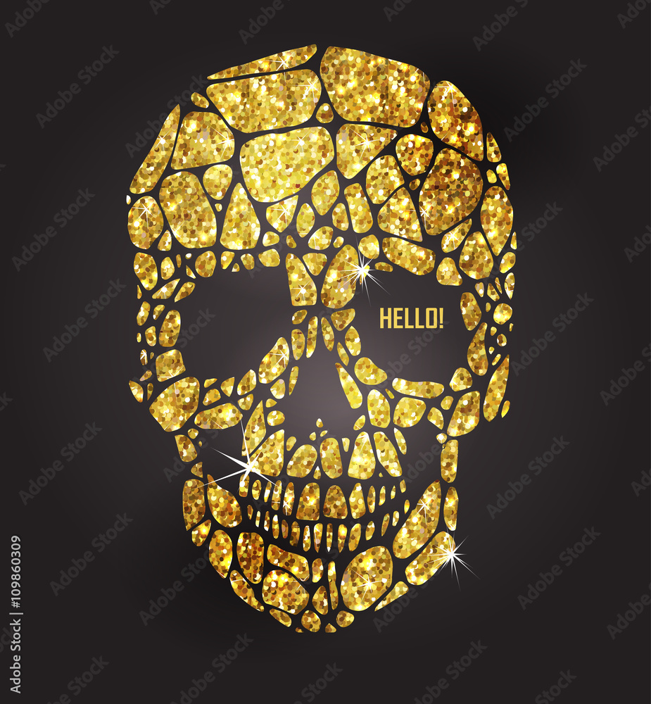 Skull of gold glittering stars Stock Vector | Adobe Stock