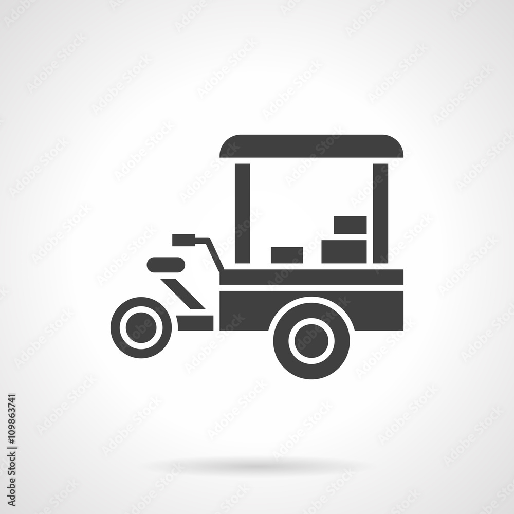 Tricycle shop black glyph style vector icon Tricycle shop black glyph style vector icon