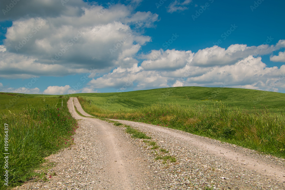 Road to the sky in Val d'Orcia, Tuscany