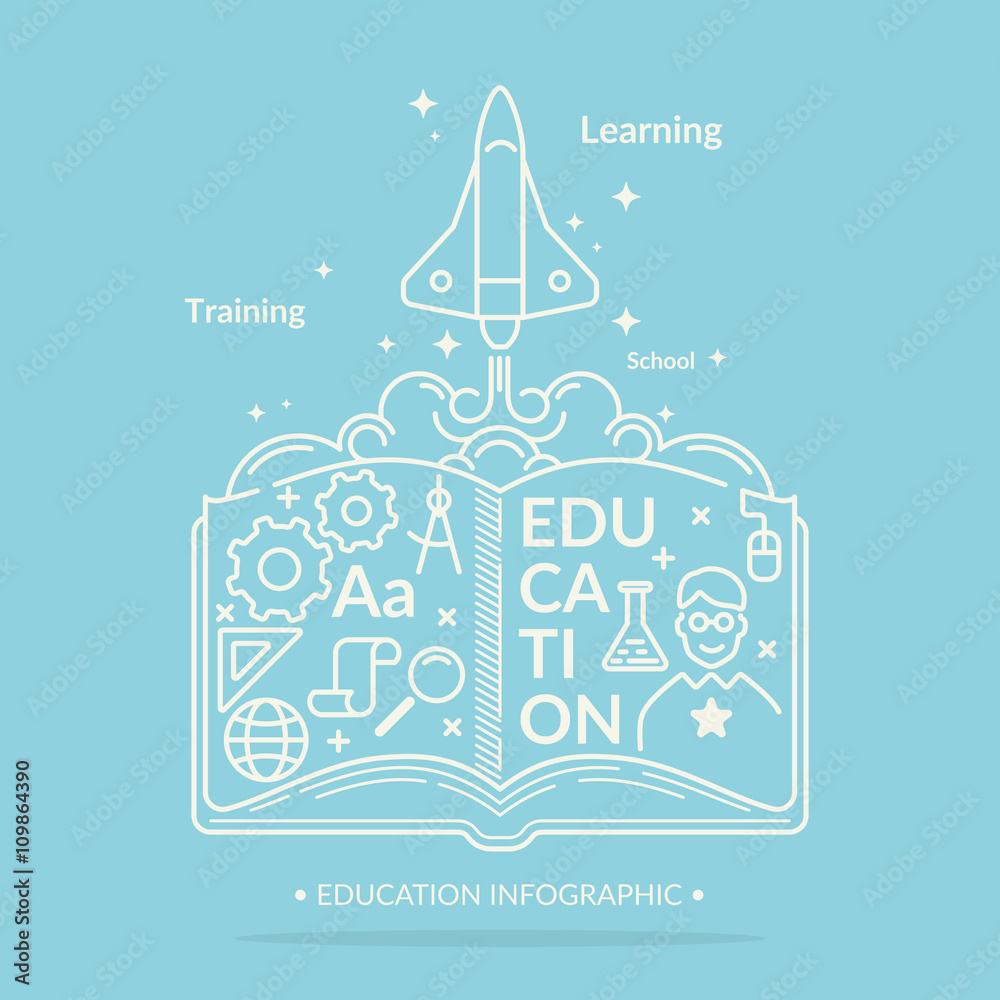 Flat Education infographics. Flat Education infographics.