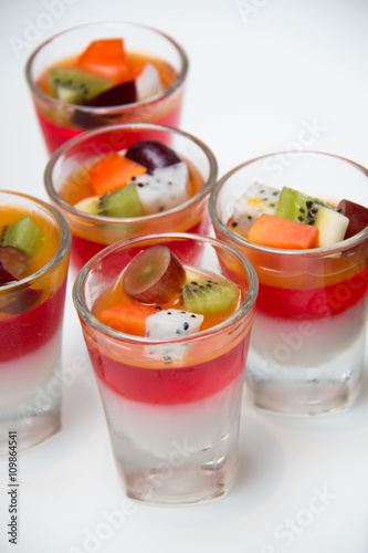 Fruit jelly in the glass