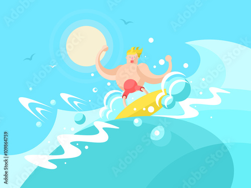Surfer on the a wave crest