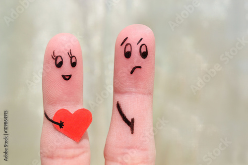 Finger art of a couple. The concept is not shared love.