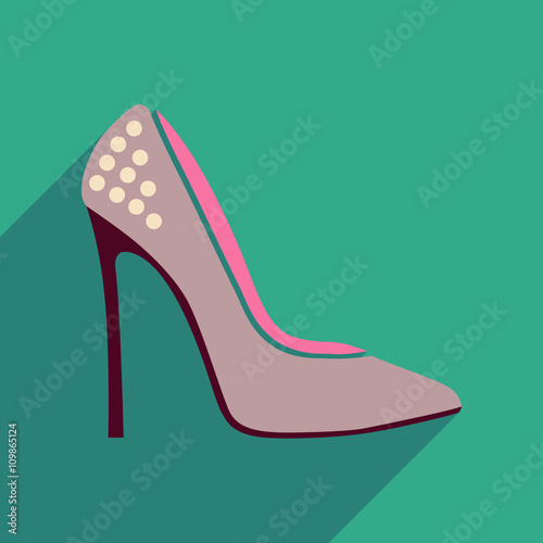 Flat icon with long shadow stiletto heels
