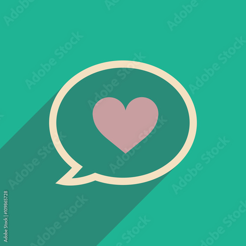 flat icon with long shadow thinking cloud heart
