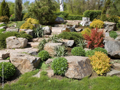 Landscaping in the park in spring