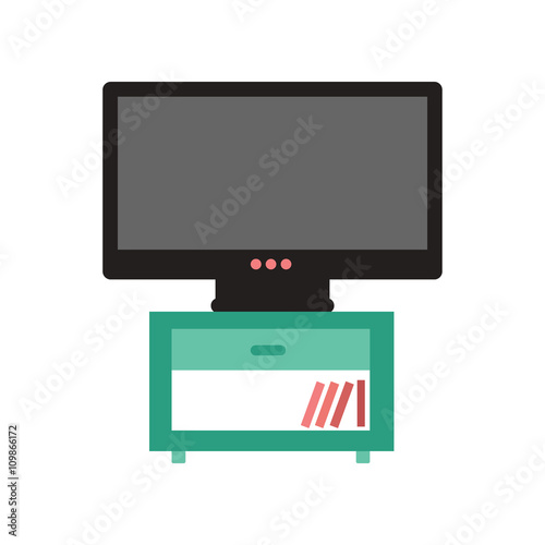 Flat web icon on white background plasma TV  