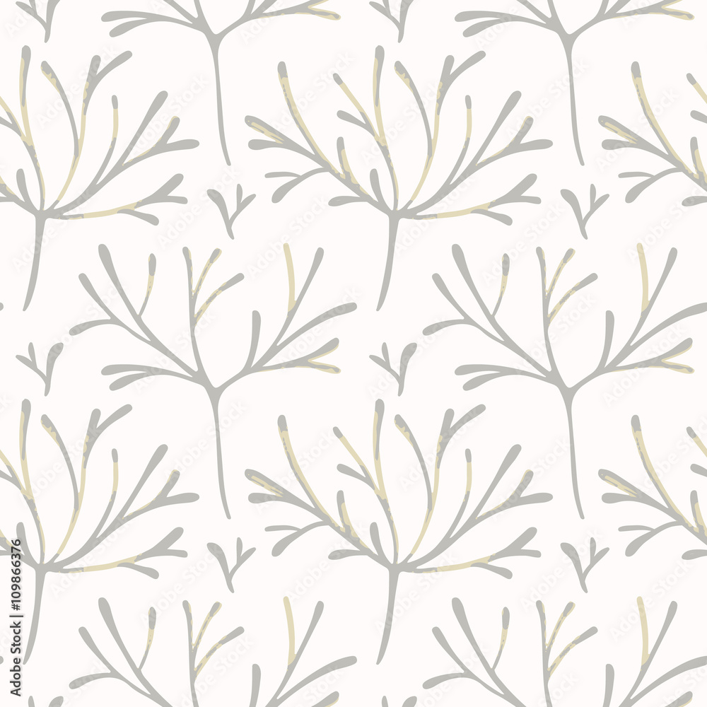 Seamless pattern with hand drawn branches