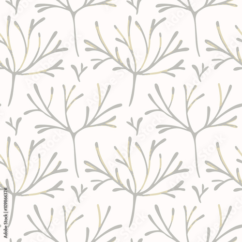 Seamless pattern with hand drawn branches