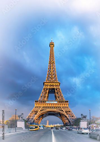 Eiffel Tower on a stormy evening © tilialucida